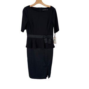 Ivanka Trump Black Peplum Dress Bow Size 8 evening formal New $145